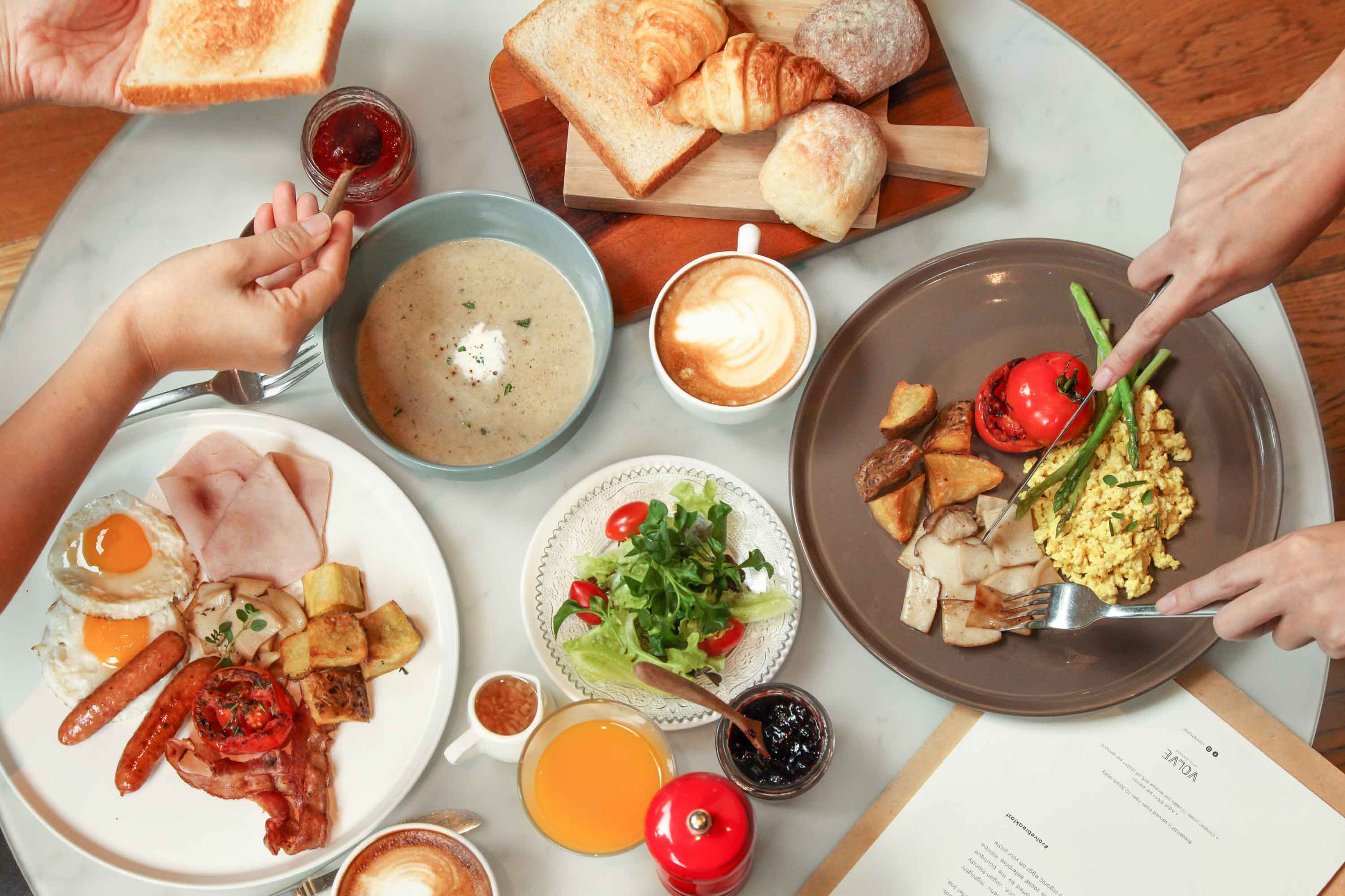 Top view of Full Breakfast and Tofu Scramble