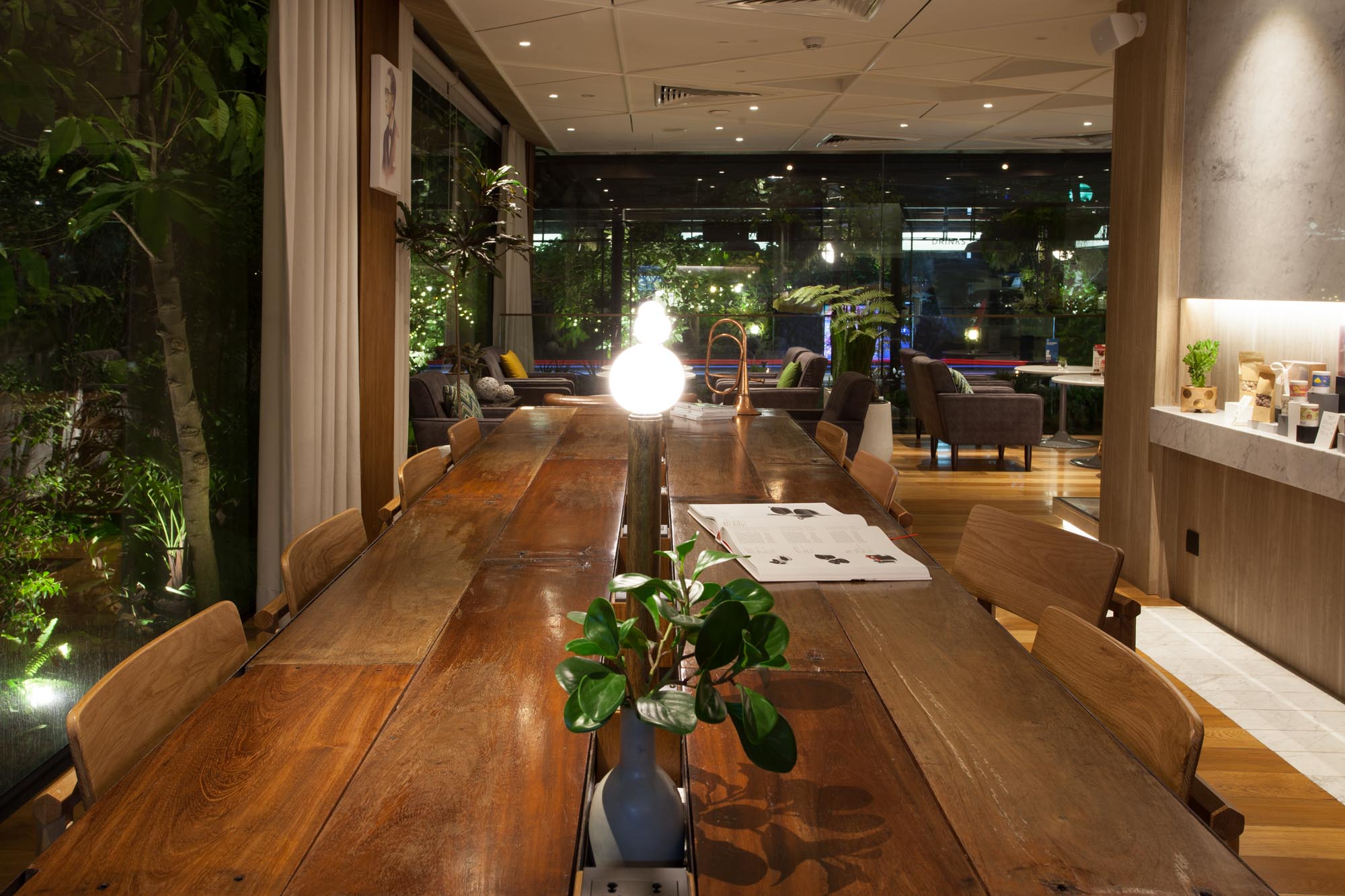 Long table suitable for working in lobby of Volve Hotel Bangkok